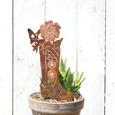 Smiley Cowboy Boot Stake