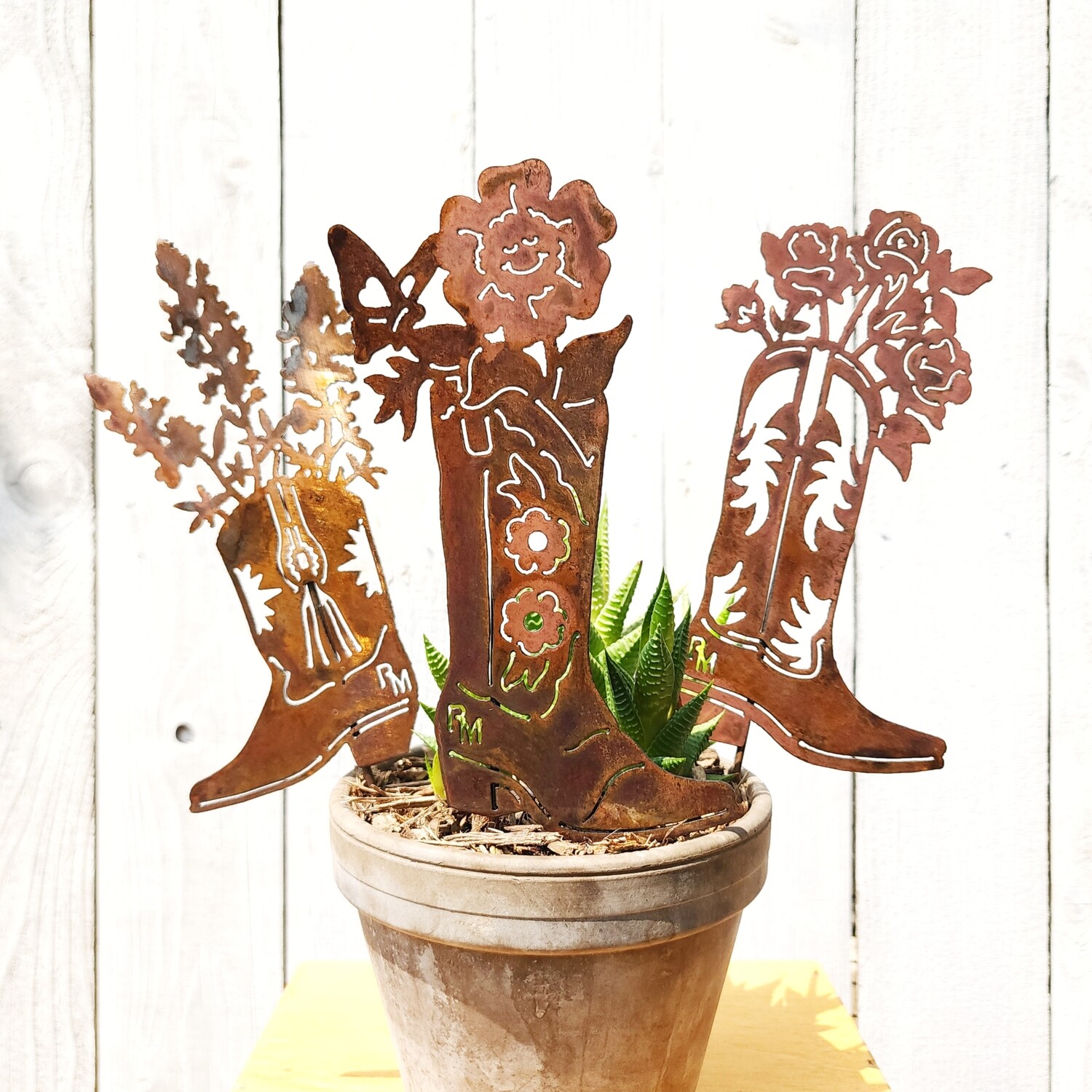 Rose Cowboy Boot Stake