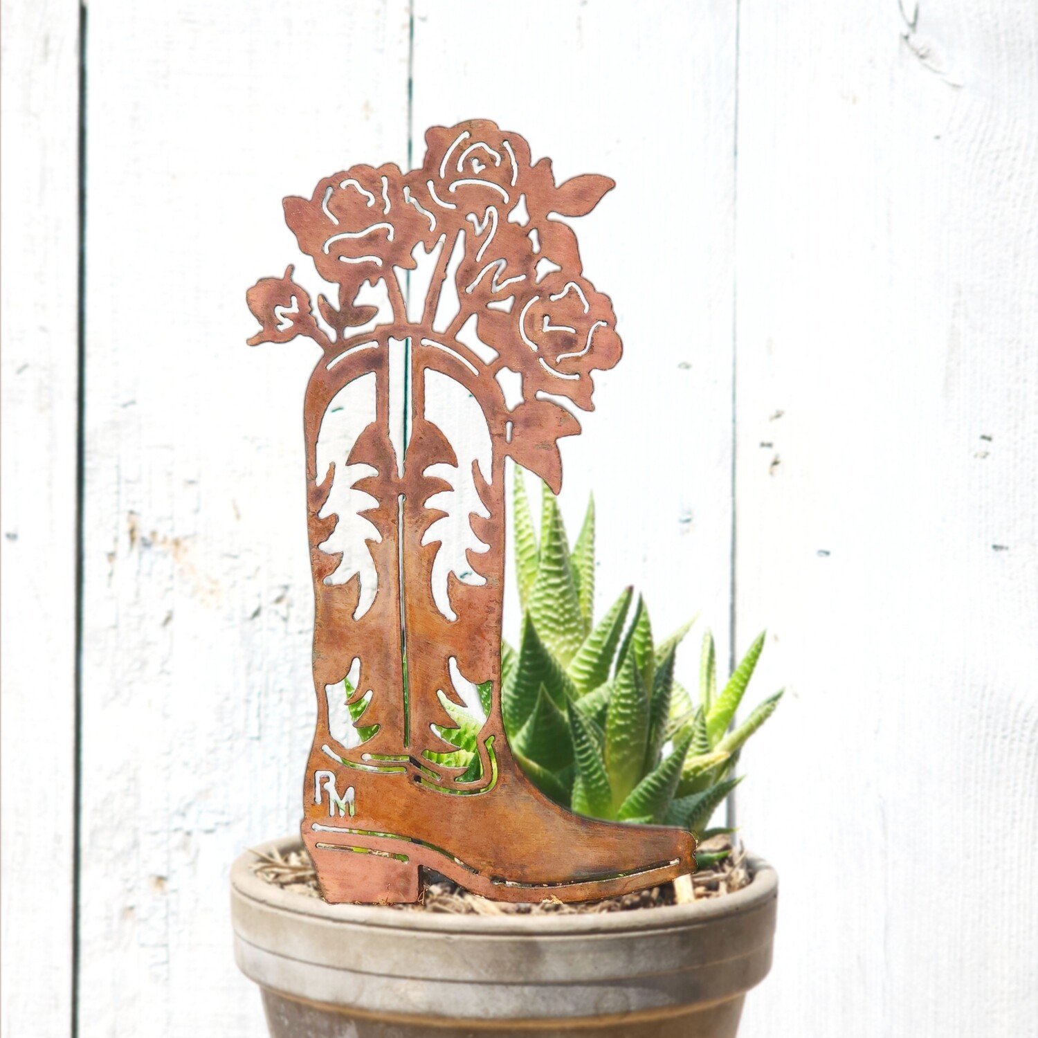 Rose Cowboy Boot Stake