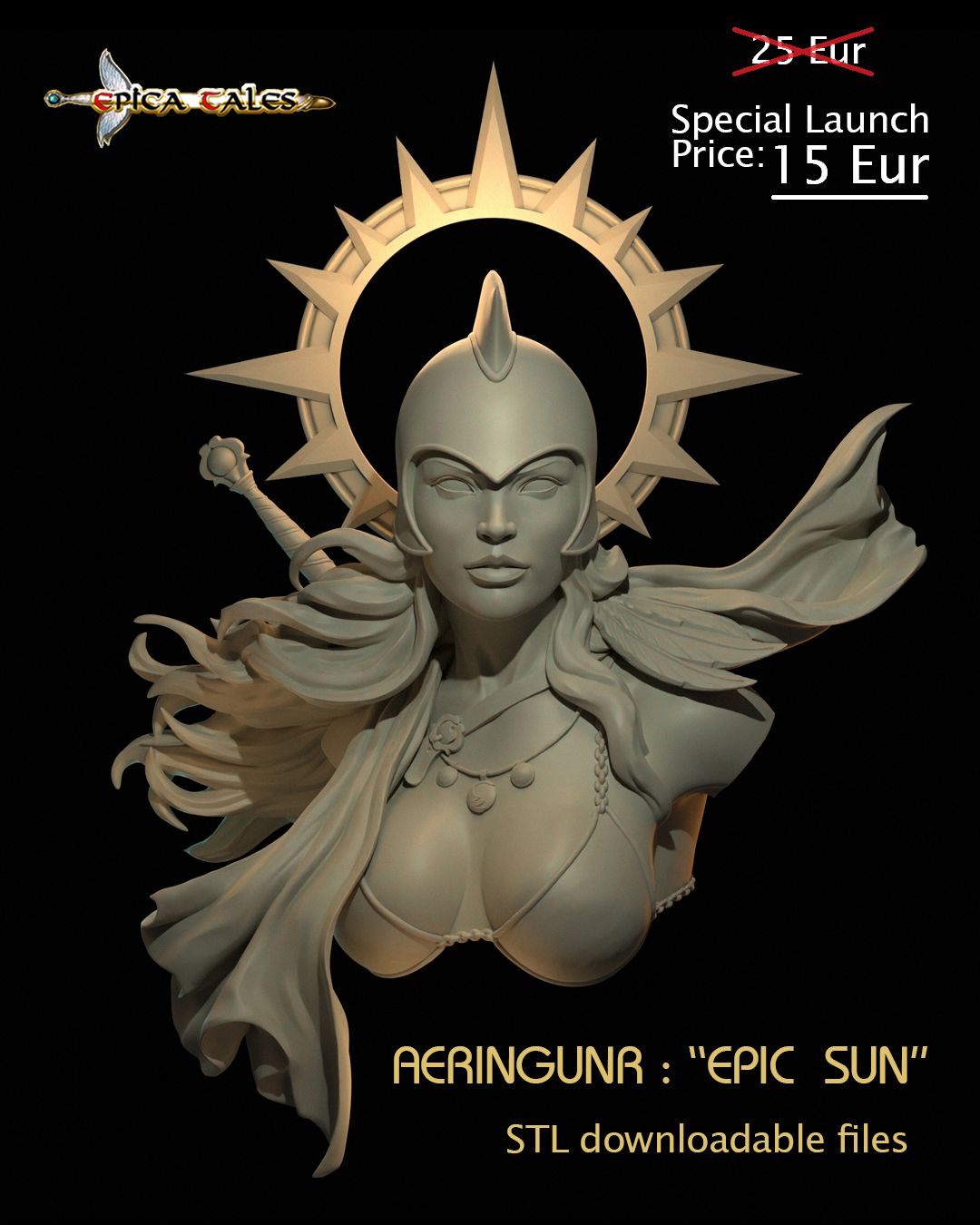 STL- AERINGUNR: "EPIC SUN" Bust