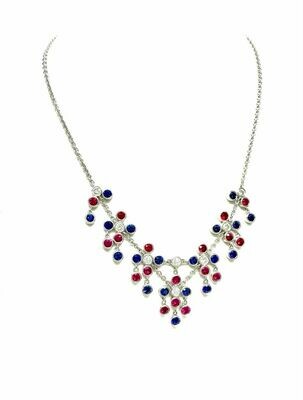 New 18ct White Gold Ruby, Sapphire & Diamond Necklace
