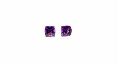 New 9ct Yellow Gold Amethyst Earrings