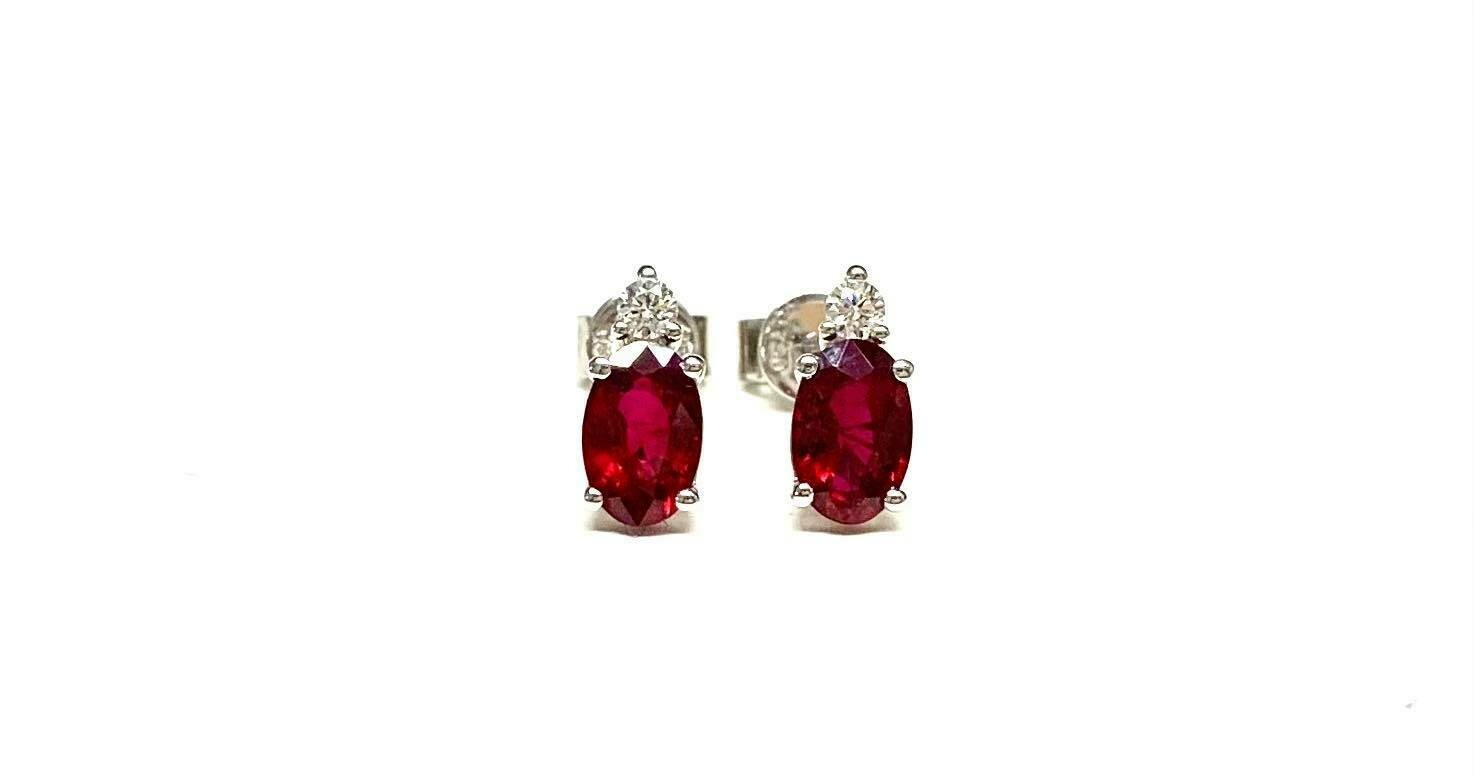 New 18ct White Gold Ruby & Diamond Earrings