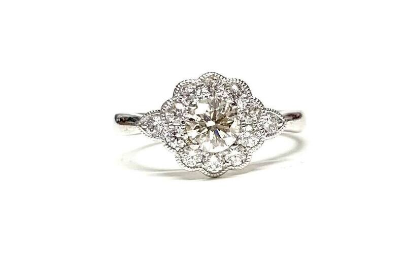 New Platinum Diamond Cluster Ring, UK Size N