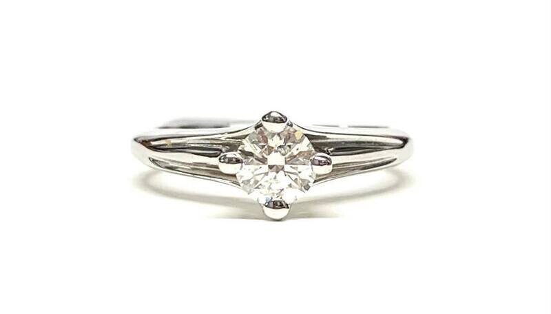 New 14ct White Gold Diamond Solitaire, UK Size L 1/2