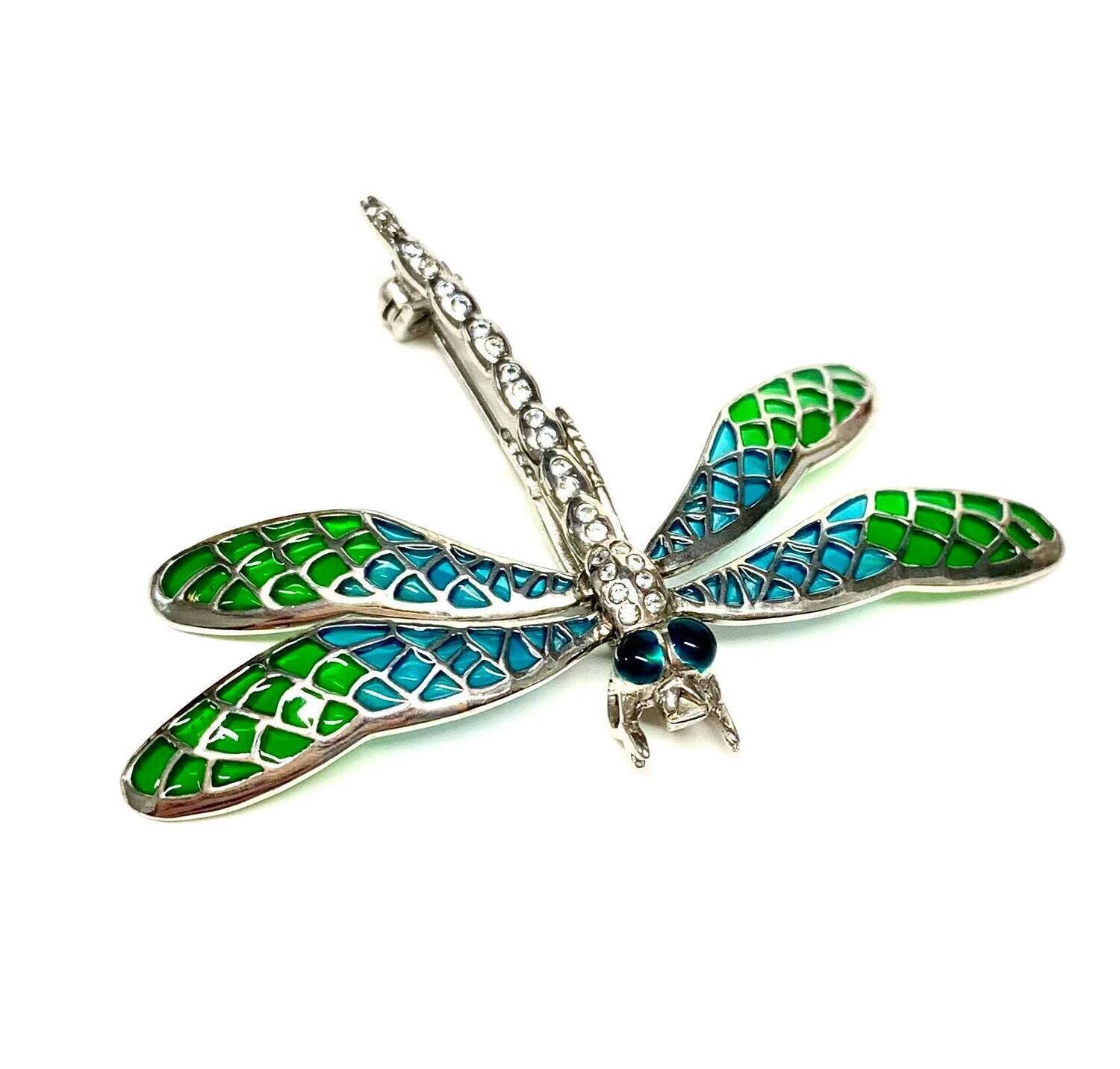 New Silver Enamel Dragonfly Brooch