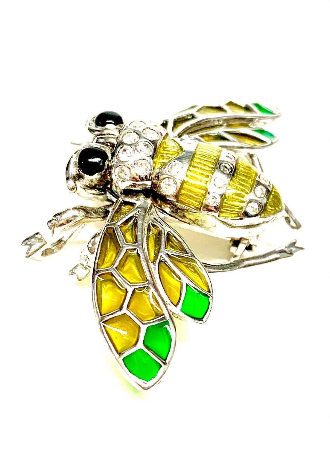 New Silver Marcasite & Enamel Bumble Bee Brooch-Drop