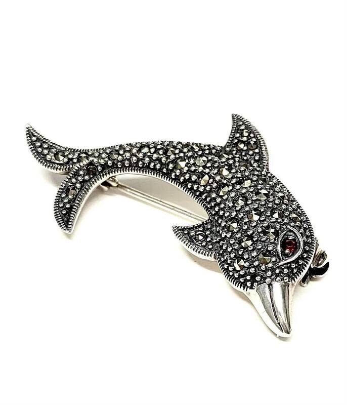 New Silver Dolphin Bar Brooch