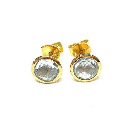 9ct Yellow Gold Blue Topaz Stud Earrings