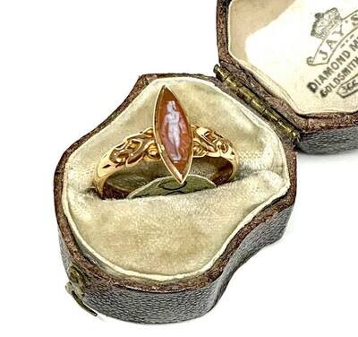 Art Nouveau 9ct Yellow Gold Cameo Ring UK Size N Chester 1912
