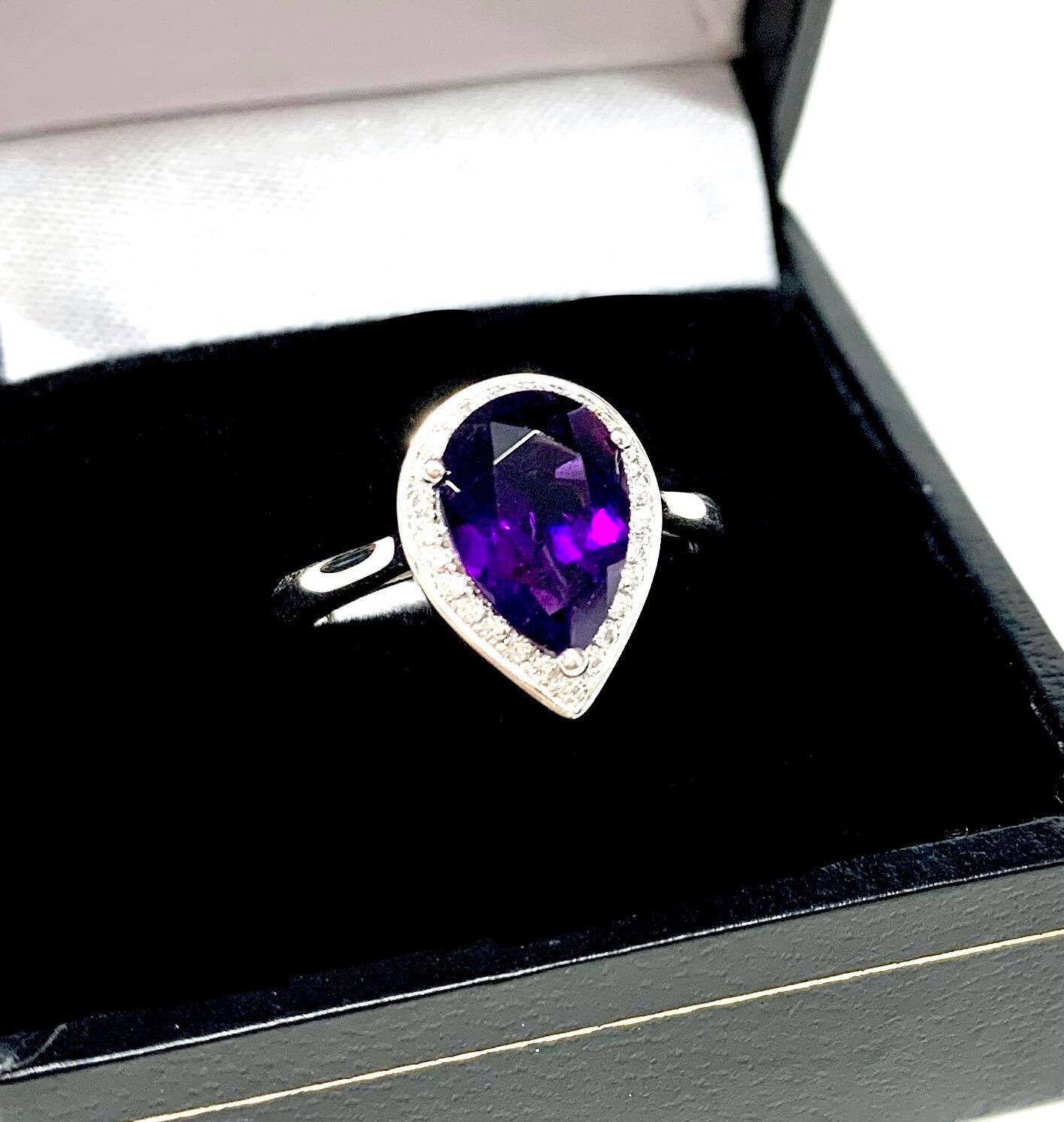 3.88Ct Amethyst and Diamond 14k Yellow Gold and Platinum Dress Ring - Ruby  Lane