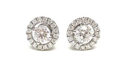 New 18ct White Gold Diamond Halo Cluster Stud Earrings