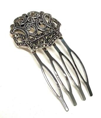 New Silver & Marcasite Hair Comb