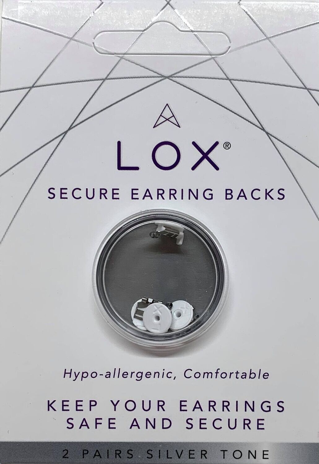 Lox Silver Tone Earrings Backs (Pack of 2 Pairs)