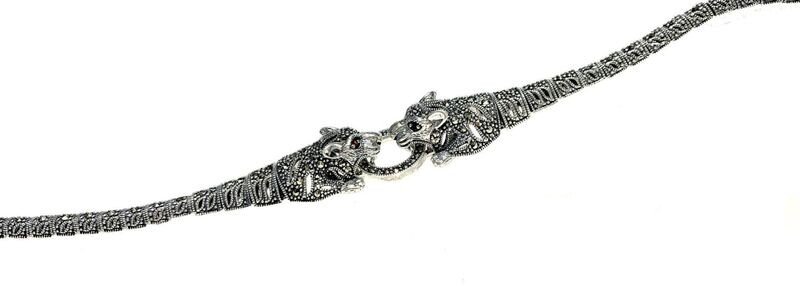 New Silver Marcasite Tiger Bracelet