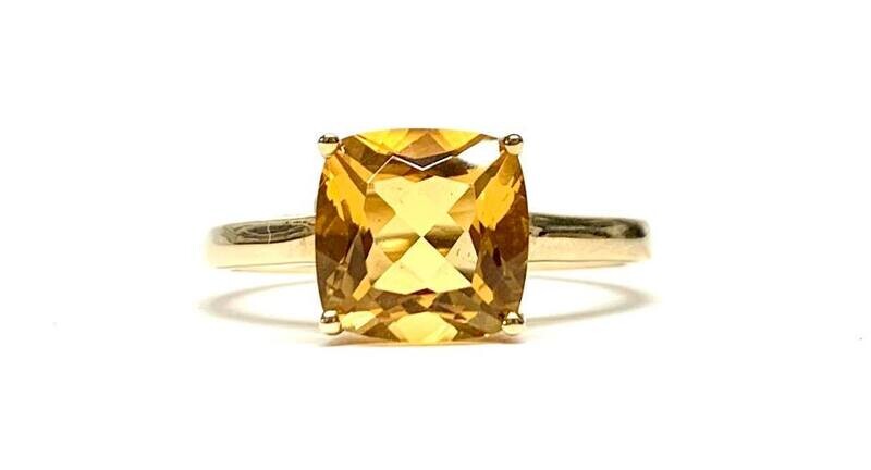 New 9ct Yellow Gold Citrine Ring, UK Size M