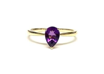 9ct Yellow Gold Amethyst Ring UK size L