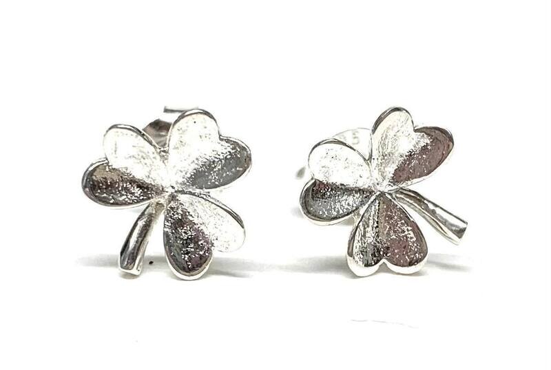 New Silver Clover Leaf Stud Earrings