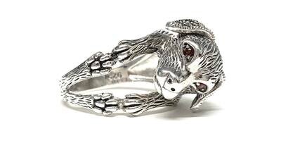 New Silver Marcasite Dog Ring, UK Size Q