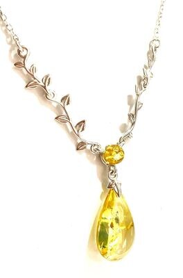 New Silver Amber Necklace