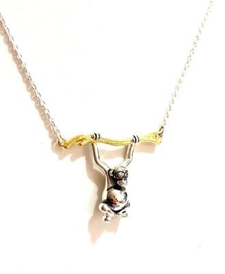 New Silver & Gold Plated Monkey Necklace
