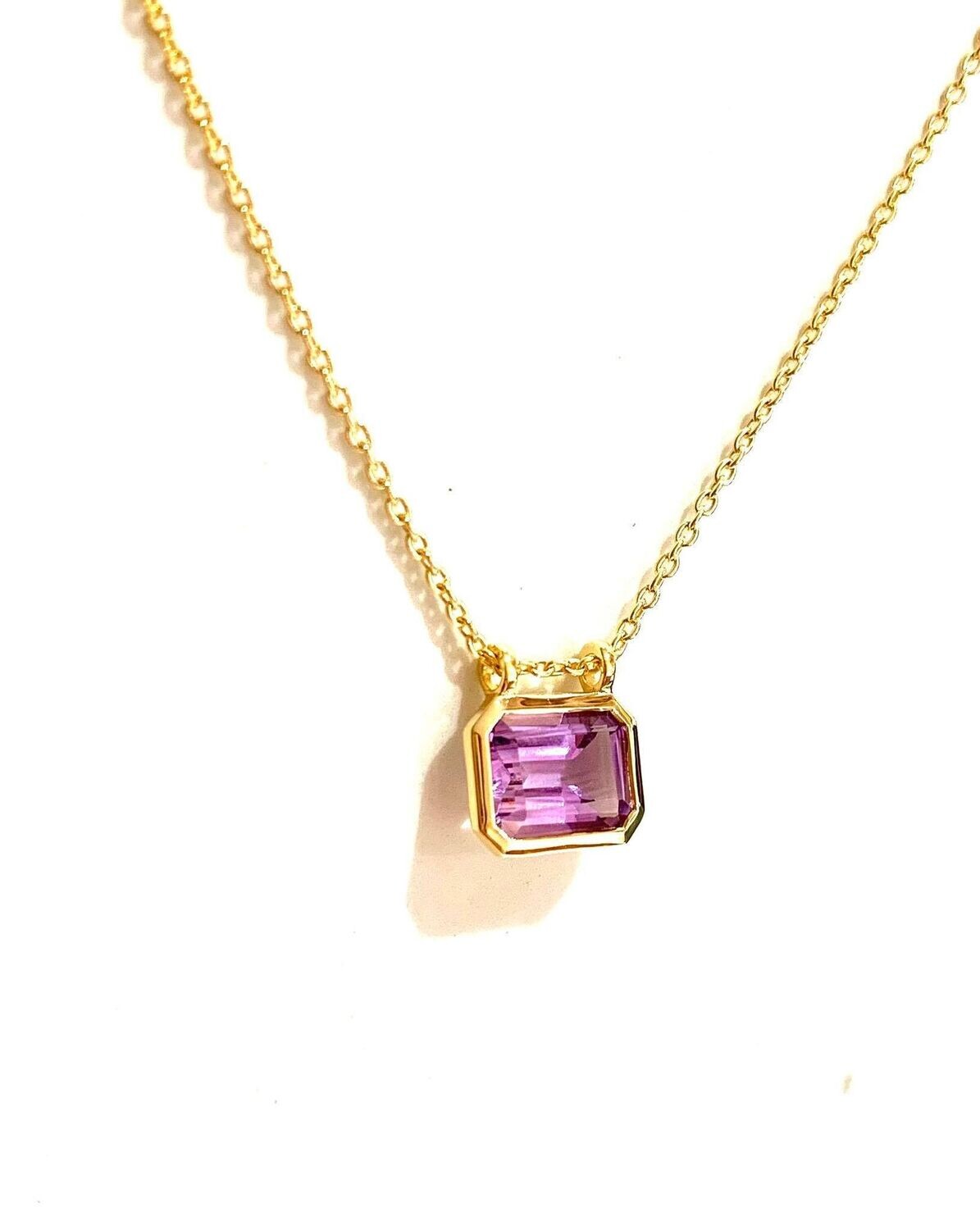 New Silver & Gold Plated Amethyst Necklace