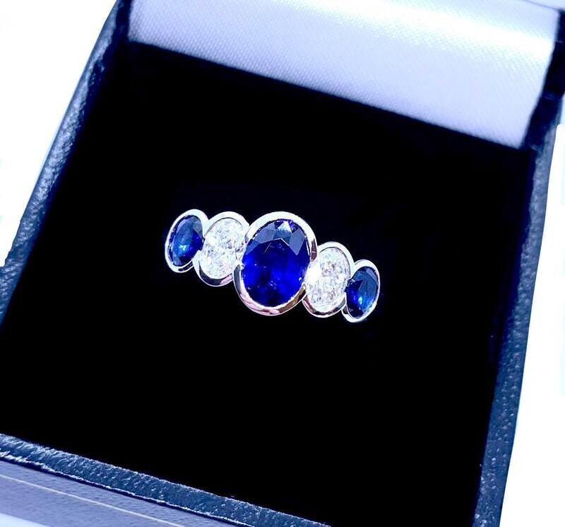 New Platinum Sapphire & Diamond Ring