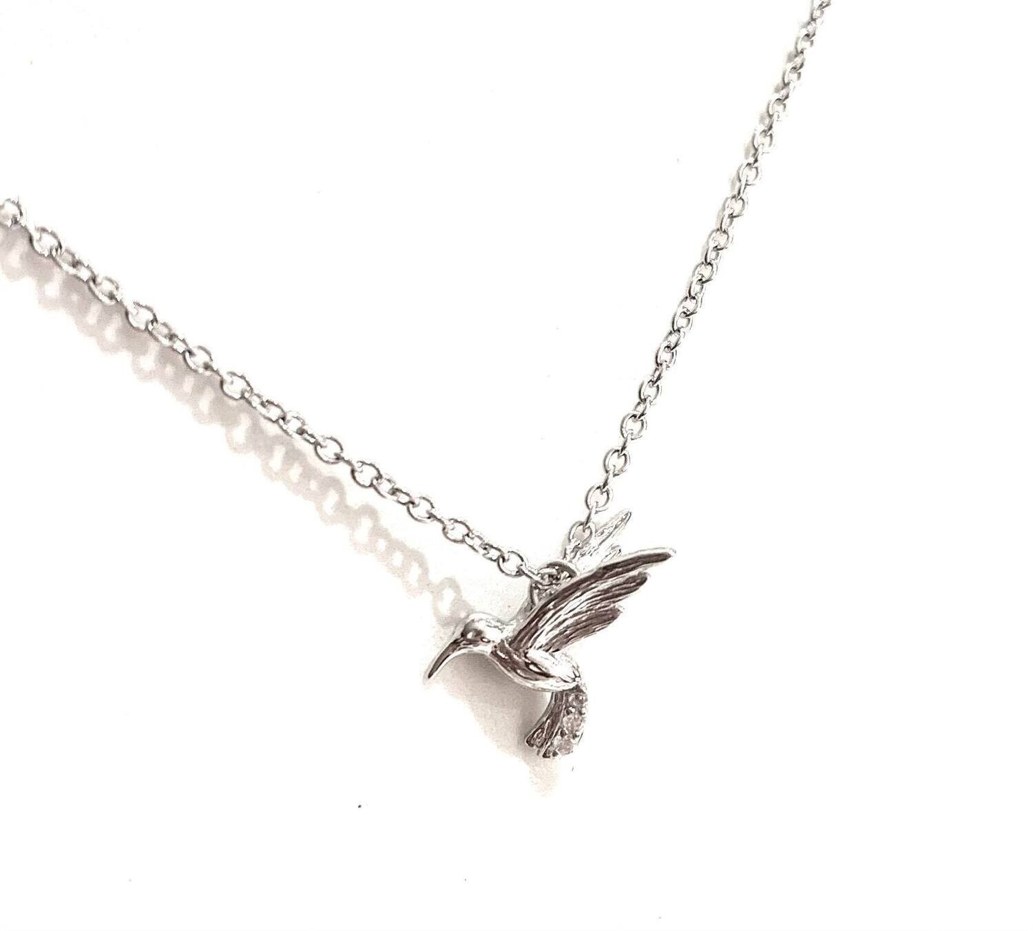 New Silver & CZ Hummingbird