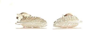 New Silver Feather Stud Earrings