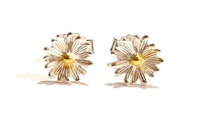 Silver and Gold Plated Flower Stud Earrings