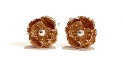 Silver Rose Gold Plated Flower Stud Earrings