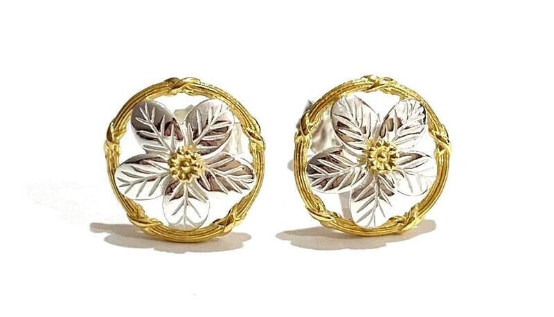 Silver & Gold Plated Flower Stud Earrings