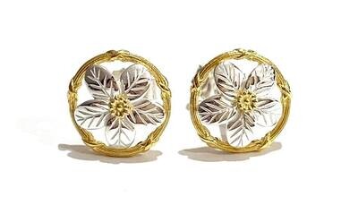 Silver & Gold Plated Flower Stud Earrings