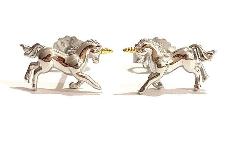 Silver Unicorn Stud Earrings