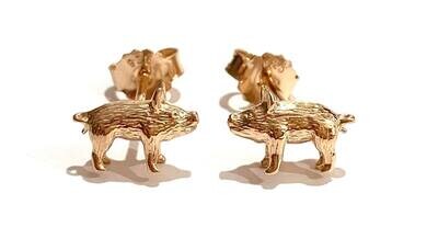 Silver Rose Gold Plated Pig Stud Earrings