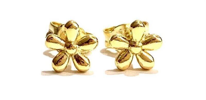 Silver Gold Plate Flower Stud Earrings
