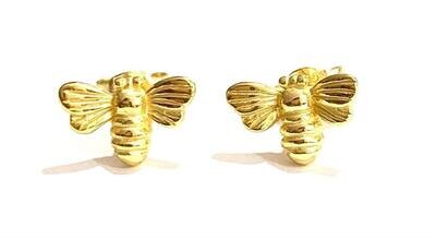 Silver Gold Plated Bee Stud Earrings