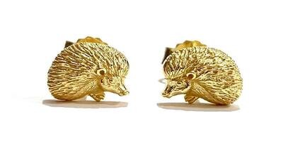 Silver Gold Plated Hedgehog Stud Earrings