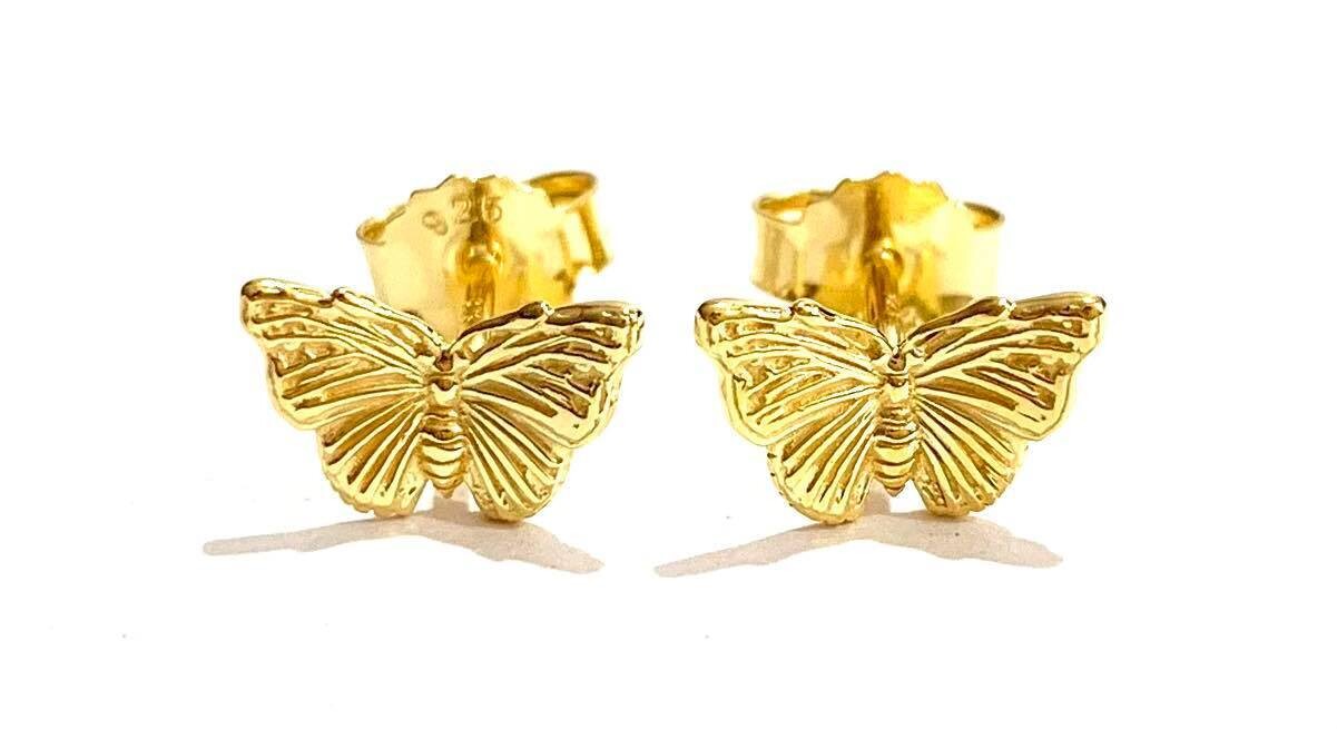 Silver Gold Plated Butterfly Stud Earrings