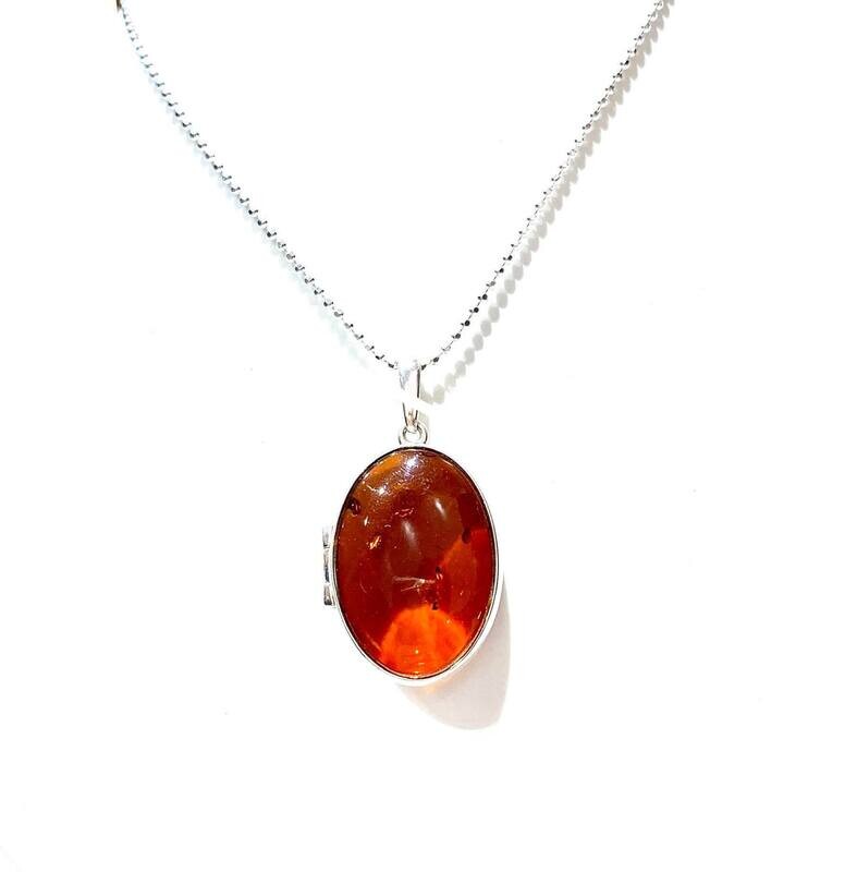 Silver Amber Locket