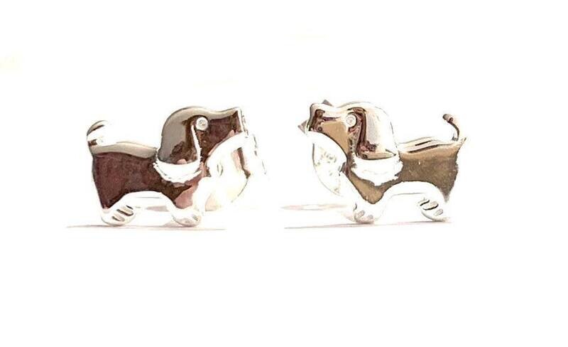 Silver Dog Stud Earrings