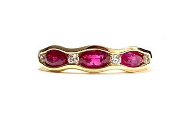 New 18ct Yellow Gold Ruby & Diamond Ring, UK Size M