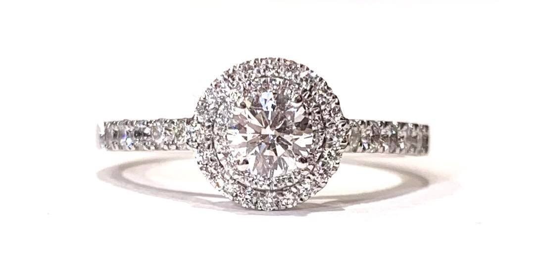 New 18ct White Gold Diamond Cluster Ring, UK Size N 1/2