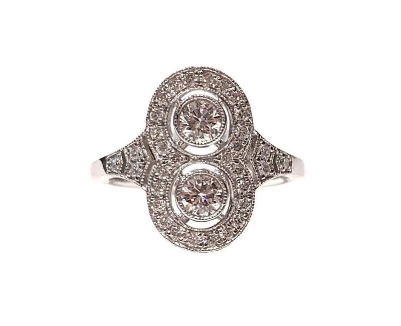 18ct White Gold Diamond Cluster Ring, UK Size M