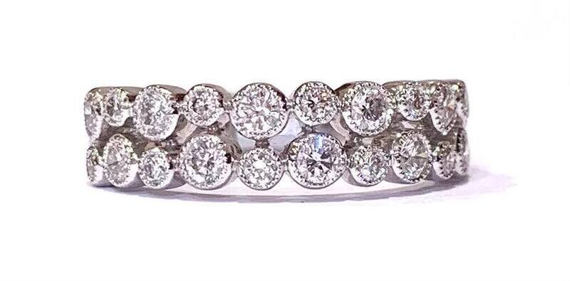 New 18ct White Gold Diamond Half Hoop, UK Size N