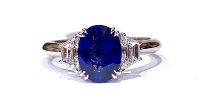 *AVAILABLE IN STORE* Platinum Sapphire and Diamond Ring, UK Size N