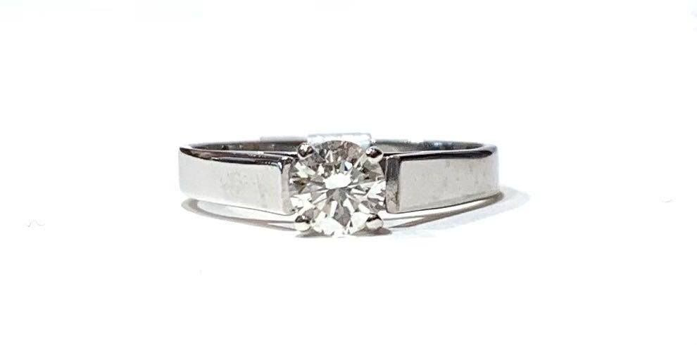 14ct White Gold Diamond Solitaire Ring, UK Size O 1/2