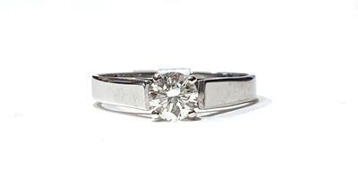 14ct White Gold Diamond Solitaire Ring, UK Size O 1/2
