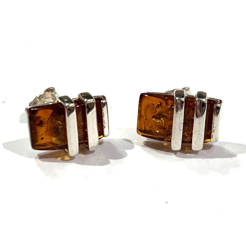 Silver Amber Earrings