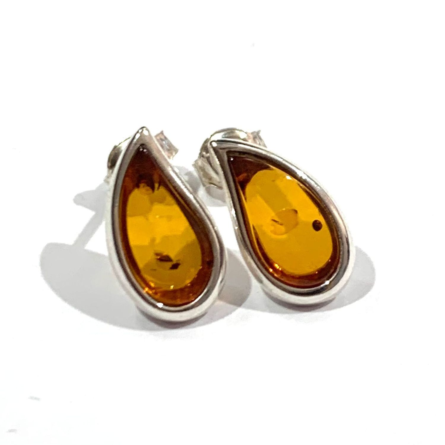 Silver Amber Earrings